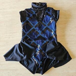 Weissman NWOT child extra small blue black dance costume jazz tap lyrical